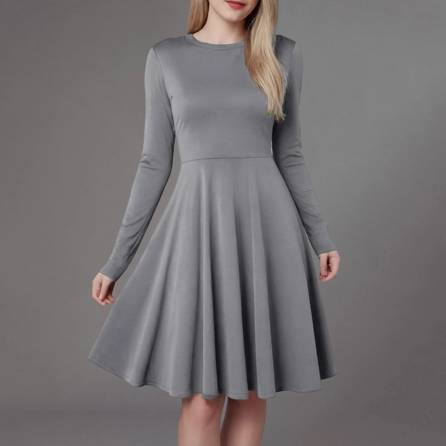Women Elegant Short Dress Solid Color Pleated High Wais