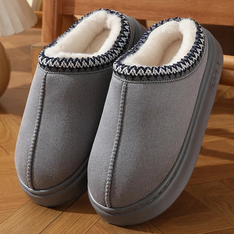 New Fashion Fluffy Platform Slippers for Women 2025 Winter Plush