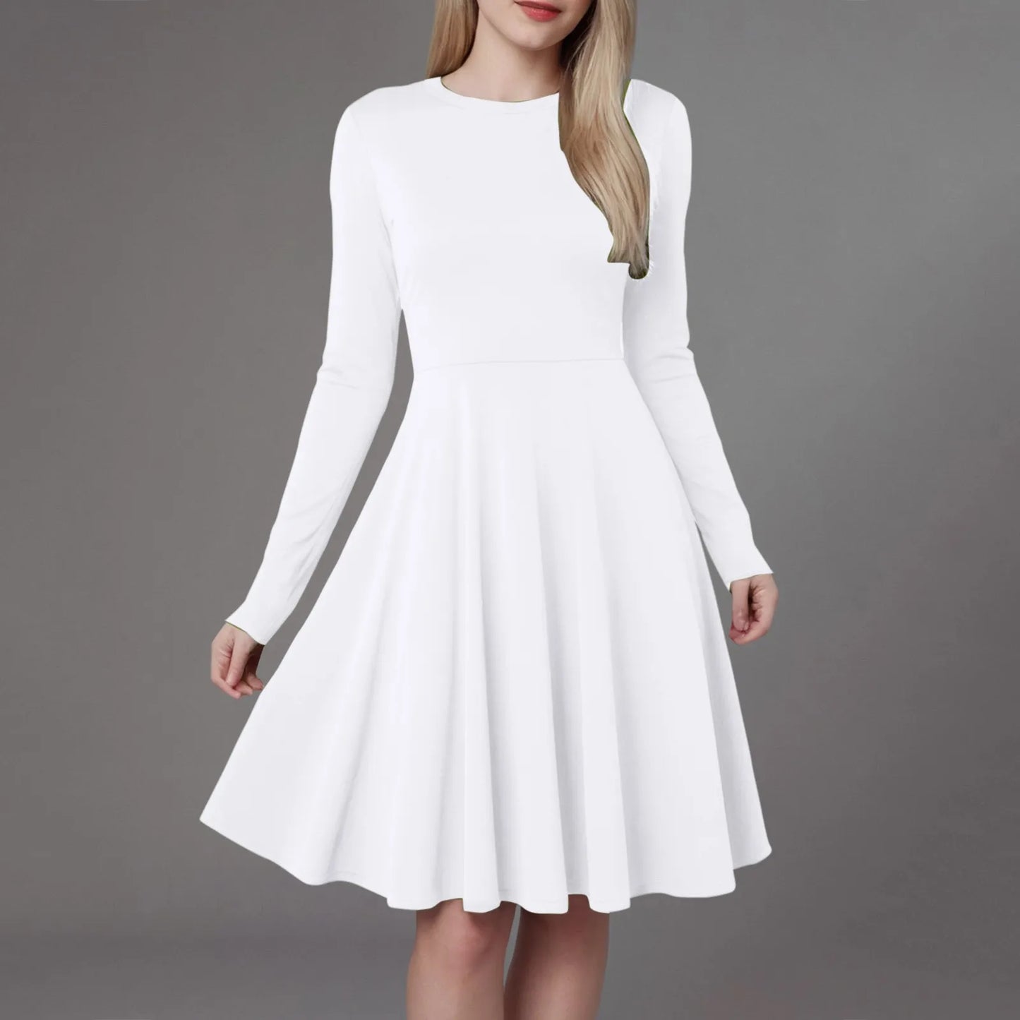 Women Elegant Short Dress Solid Color Pleated High Wais