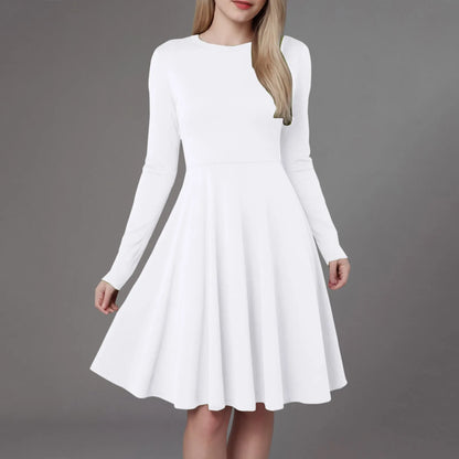 Women Elegant Short Dress Solid Color Pleated High Wais