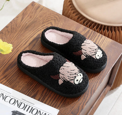 Bull Head Plush Winter Slippers for Women