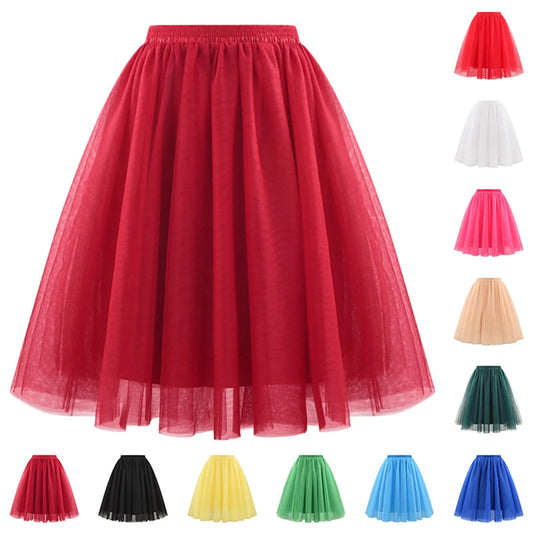 Fairy Adult Multicolored High Waist Tutu Skirt Women's Sheer Mesh Large Swing A-Line Skirt Women Dancing Ballet Costumes