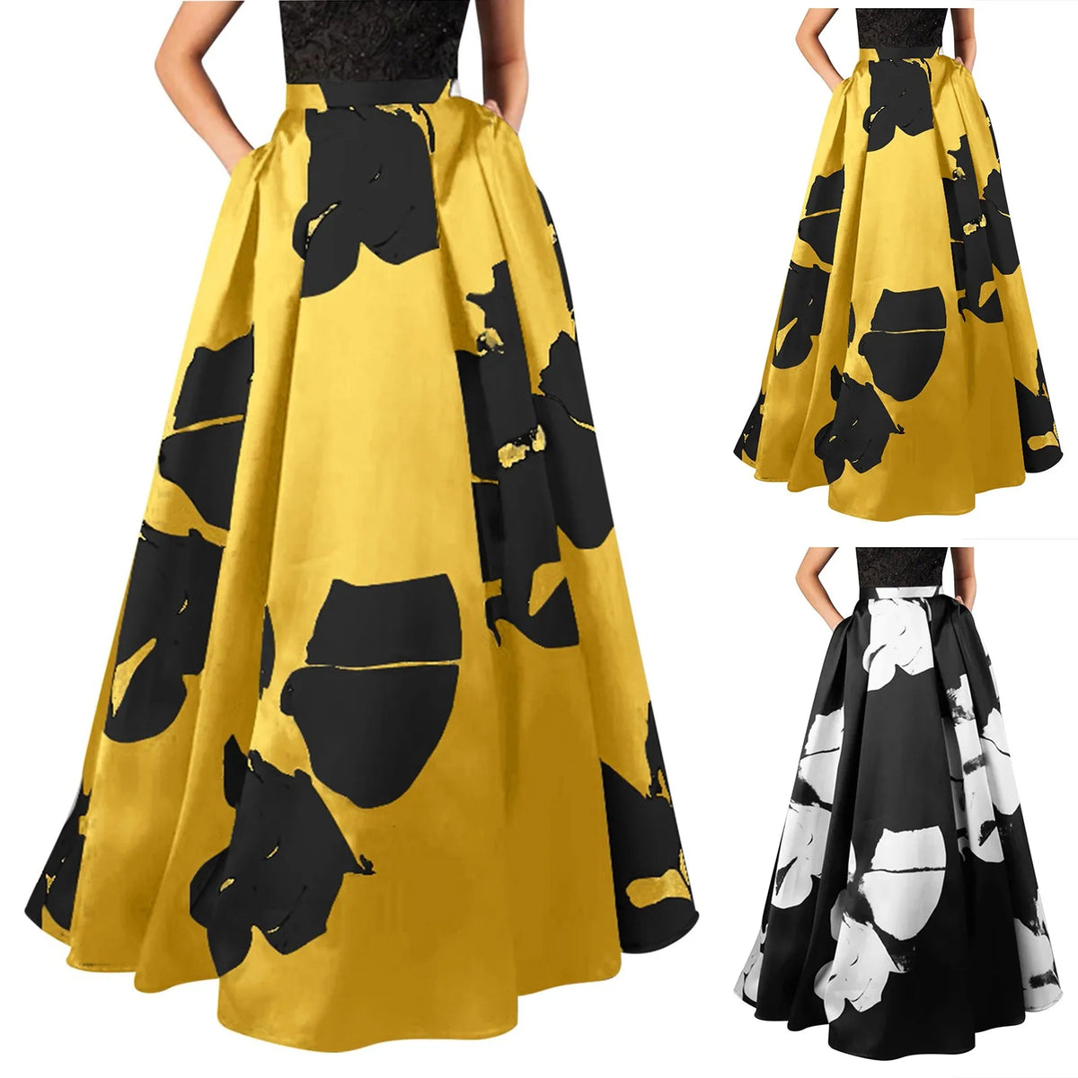 Women's Boho Skirt Vintage High Waist Large Swing Maxi Skirt