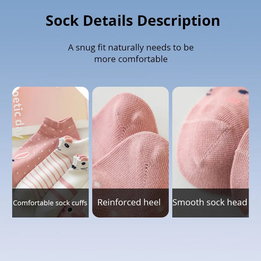 Women's Short Tube Socks Pink Cat Cute Low Top Casual Socks