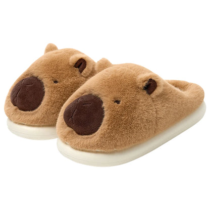 Plush Capybara Slippers Closed Toe Slippers Cute Thermal Home Slippers