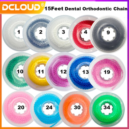 Orthodontic Elastic Power Chain 15ft Spool Dental Rubber Chain 4.57m