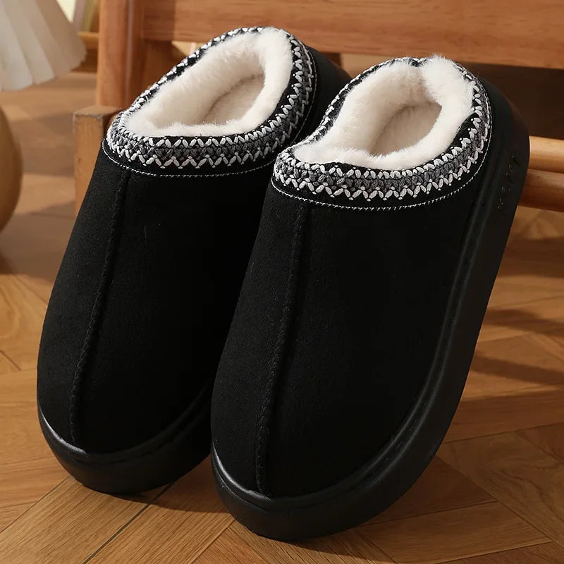 New Fashion Fluffy Platform Slippers for Women 2025 Winter Plush Warm