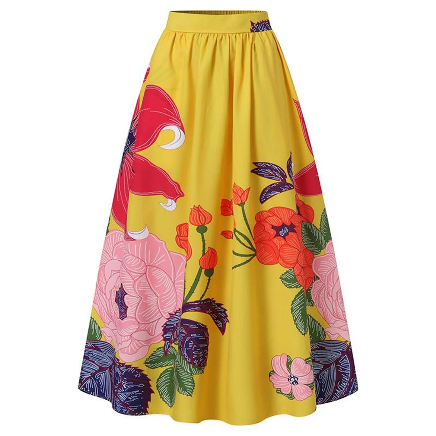 Bohemian Women Long Skirt Large Swing High Waist Floral Printing