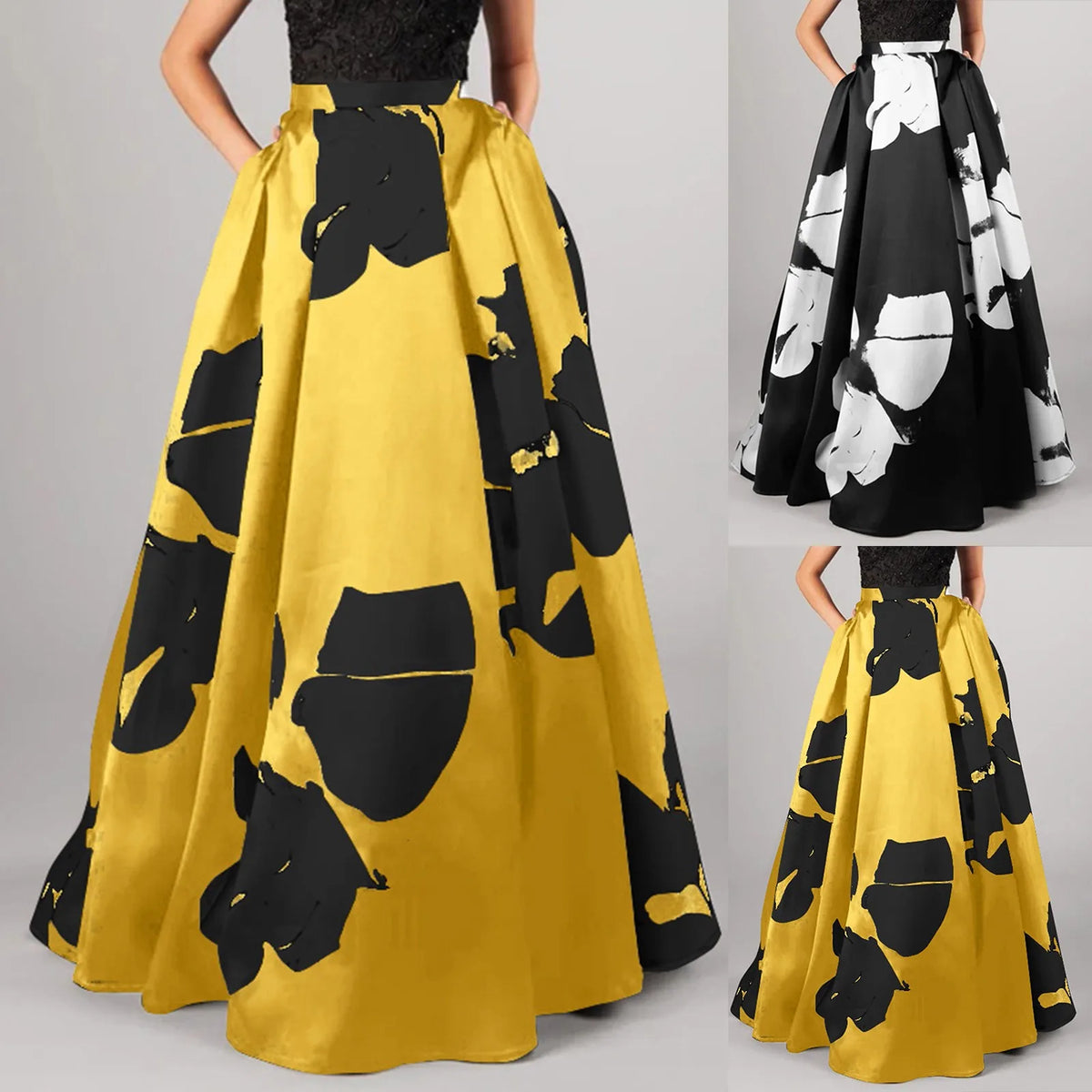 Women's Boho Skirt Vintage High Waist Large Swing Maxi Skirt