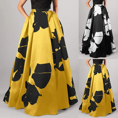 Women's Boho Skirt Vintage High Waist Large Swing Maxi Skirt