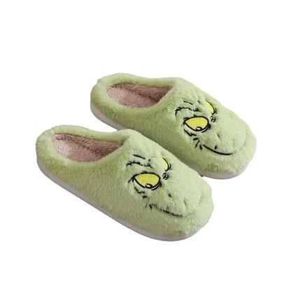 Cute Green Monster Plush Slippers