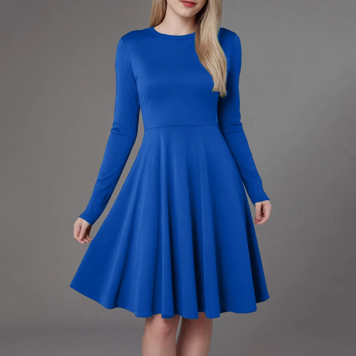 Women Elegant Short Dress Solid Color Pleated High Wais