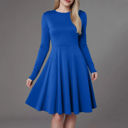 Women Elegant Short Dress Solid Color Pleated High Wais