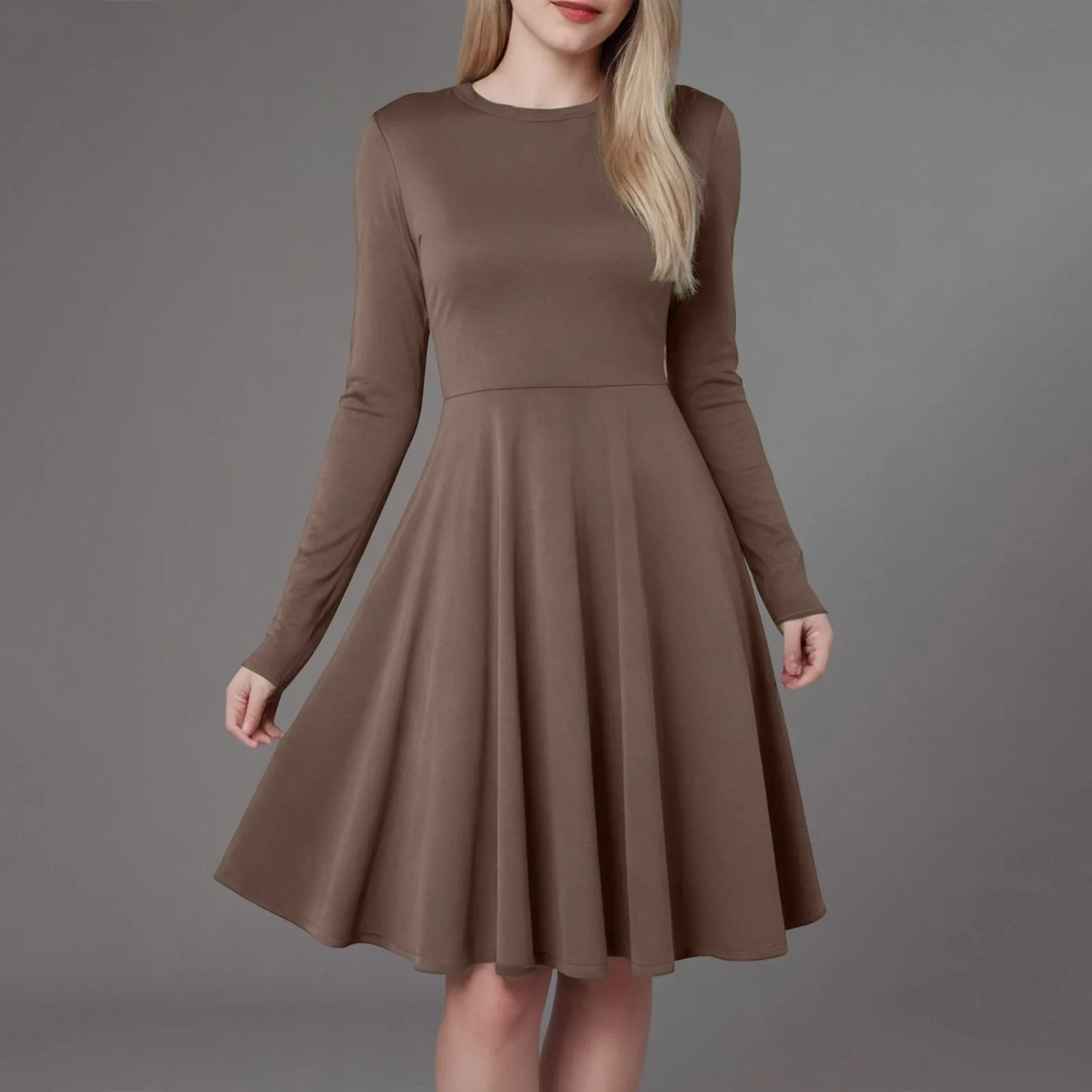 Women Elegant Short Dress Solid Color Pleated High Wais