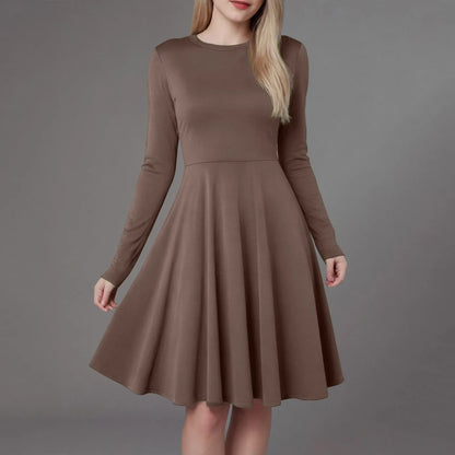 Women Elegant Short Dress Solid Color Pleated High Wais