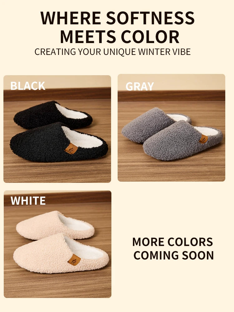 Soft and warm plush slippers, comfortable and fluffy indoor
