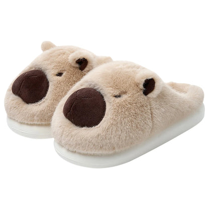 Plush Capybara Slippers Closed Toe Slippers Cute Thermal Home Slippers
