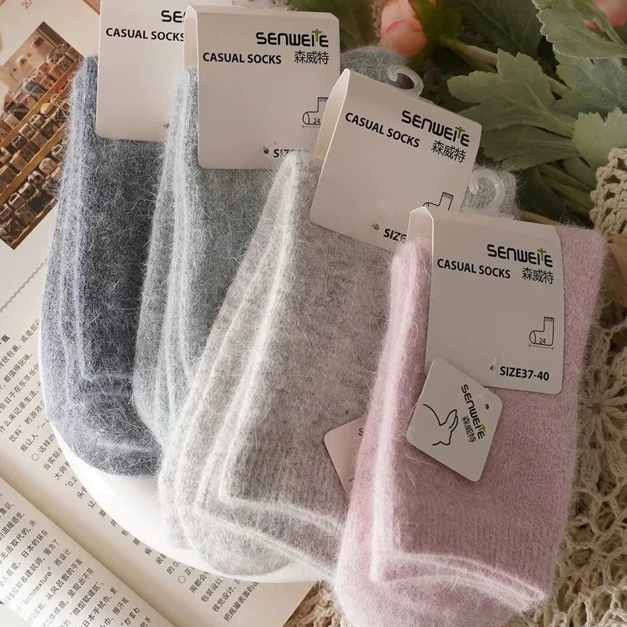Women's Wool Socks Autumn Winter Thick Warm Rabbit Hair