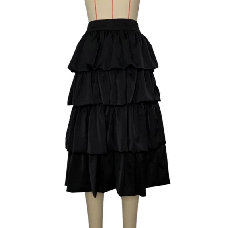 Women Fashion Falbala Layered Elegant Party Evening Skirts