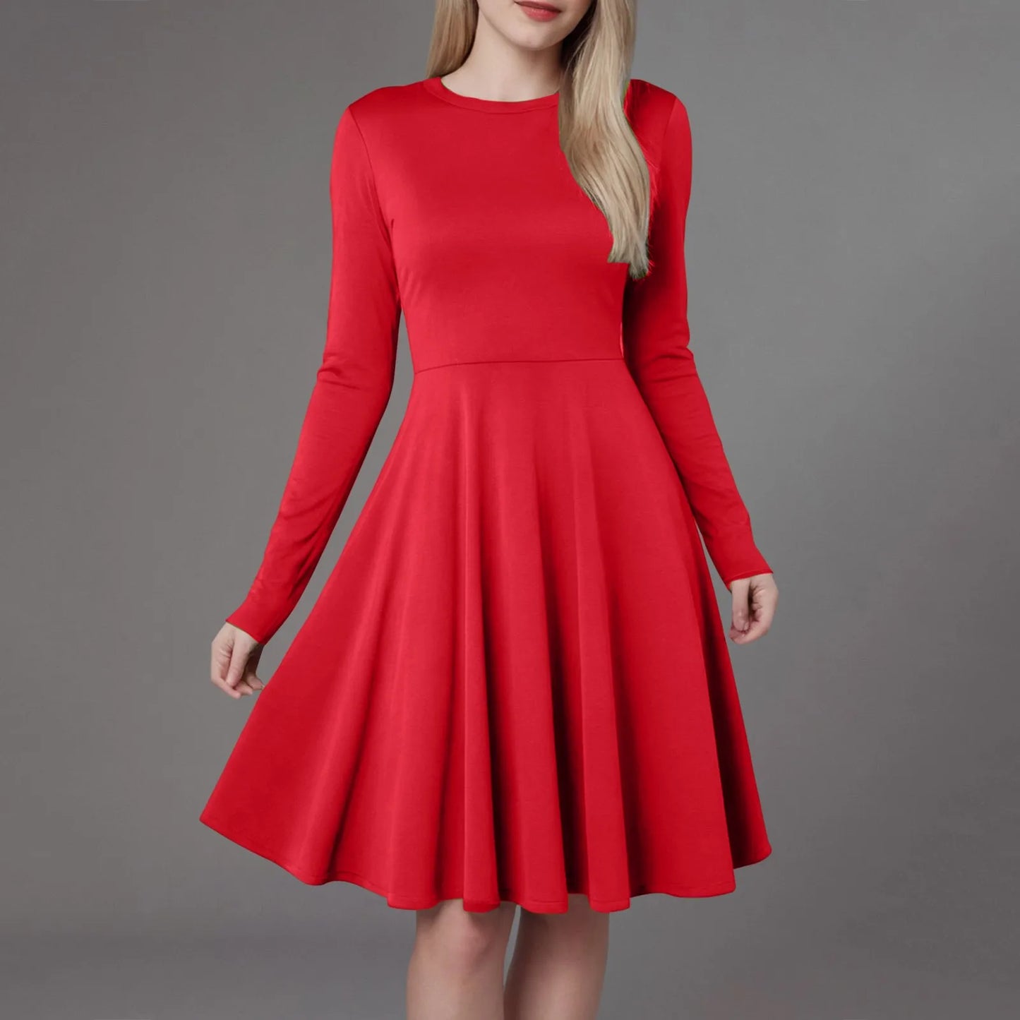 Women Elegant Short Dress Solid Color Pleated High Wais