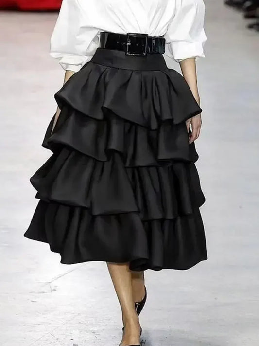 Women Fashion Falbala Layered Elegant Party Evening Skirts