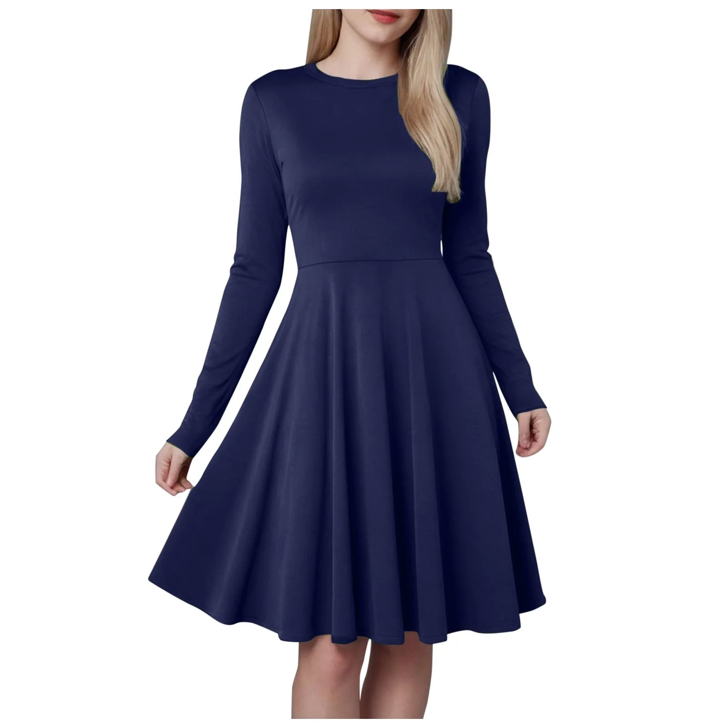 Women Elegant Short Dress Solid Color Pleated High Wais