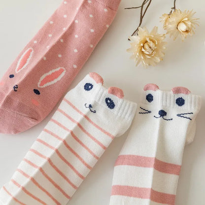 Women's Short Tube Socks Pink Cat Cute Low Top Casual Socks