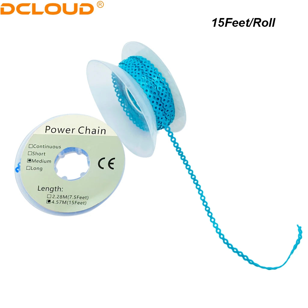 Orthodontic Elastic Power Chain 15ft Spool Dental Rubber Chain 4.57m