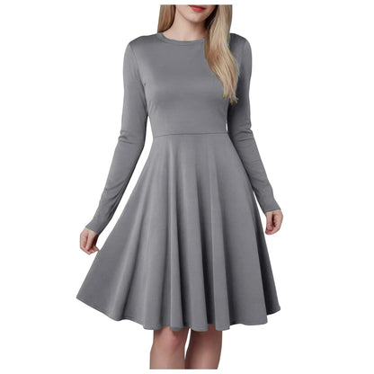 Women Elegant Short Dress Solid Color Pleated High Wais