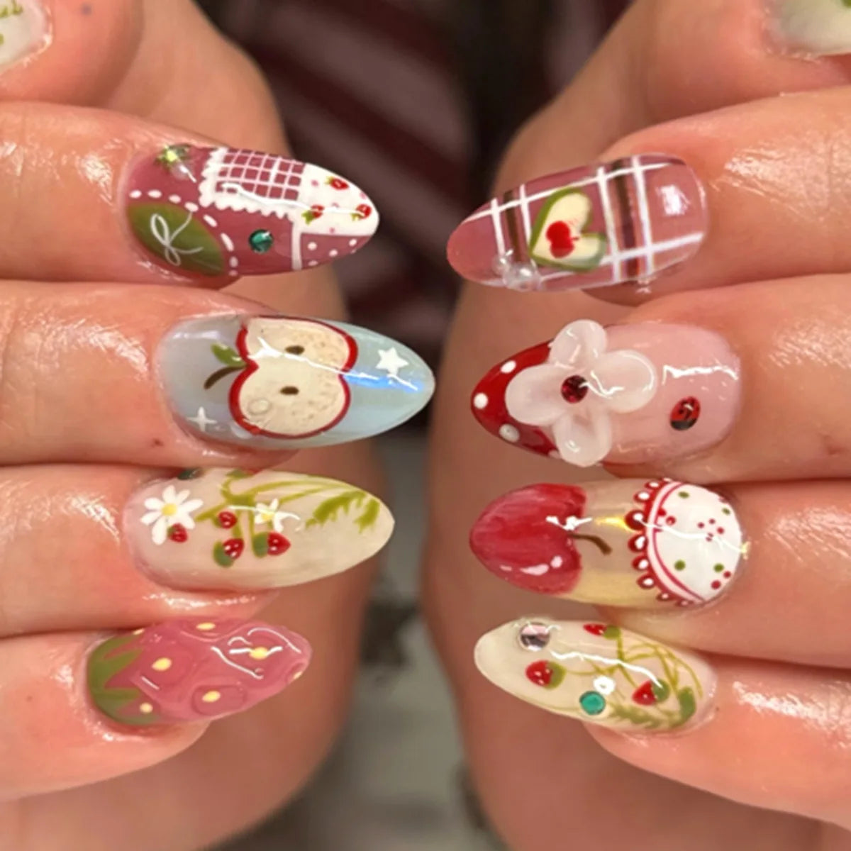 Cute Rabbit Bow Almond Press-On Nails Set