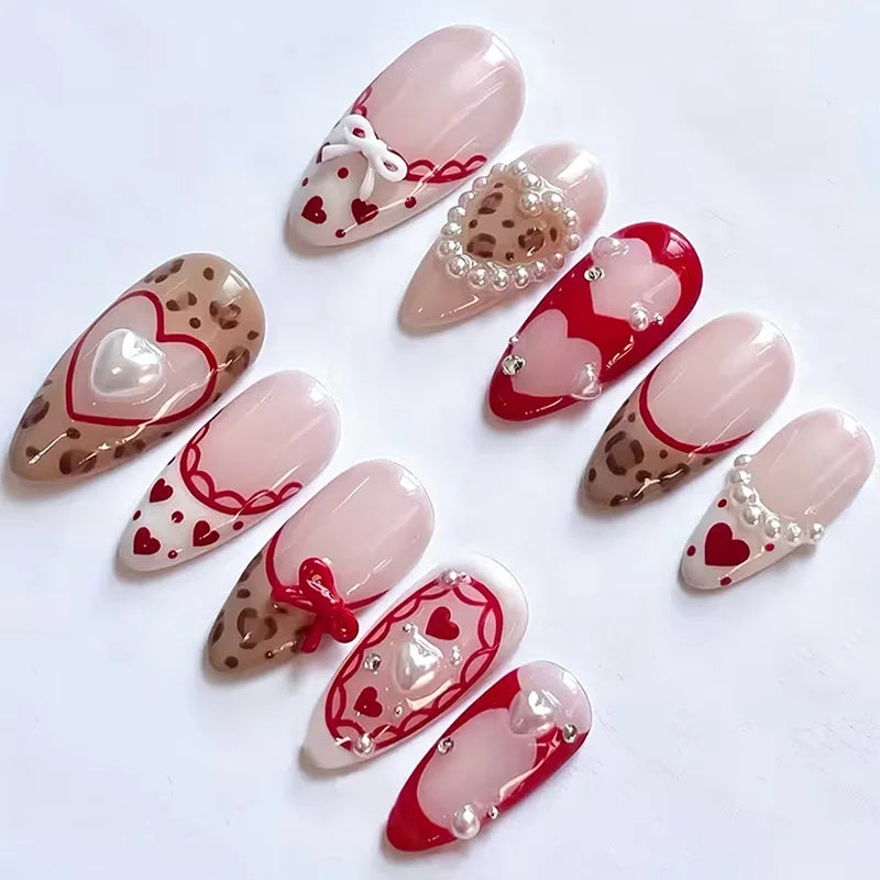 Cute Rabbit Bow Almond Press-On Nails Set