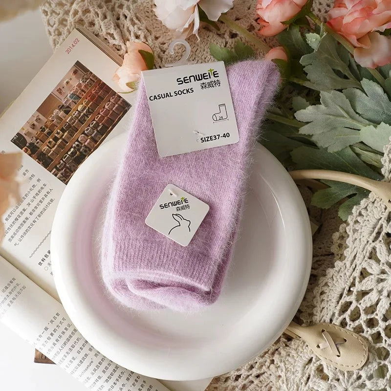Women's Wool Socks Autumn Winter Thick Warm Rabbit Hair