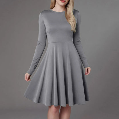 Women Elegant Short Dress Solid Color Pleated High Wais