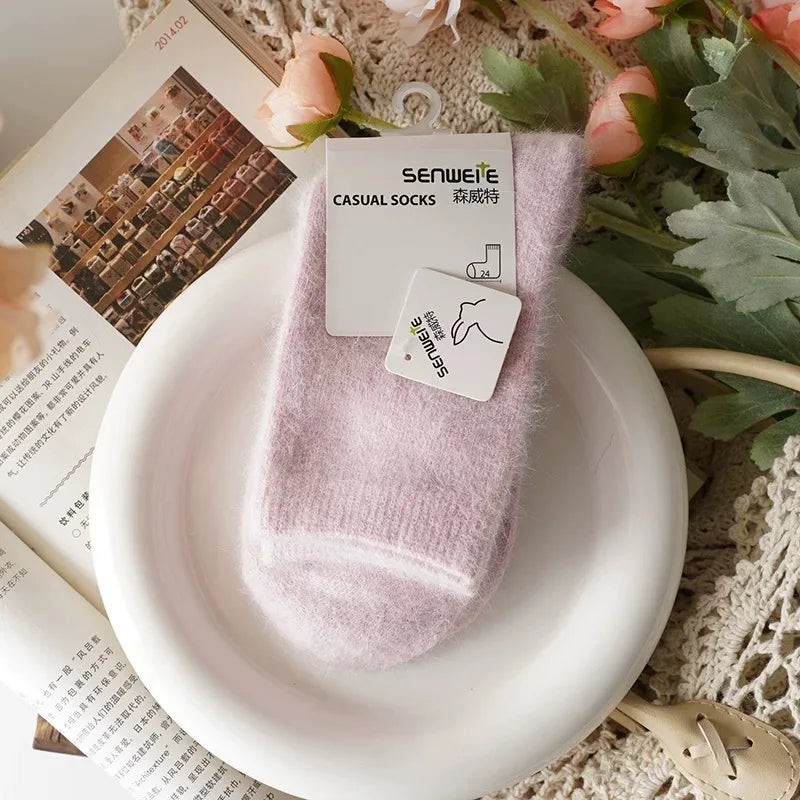Women's Wool Socks Autumn Winter Thick Warm Rabbit Hair