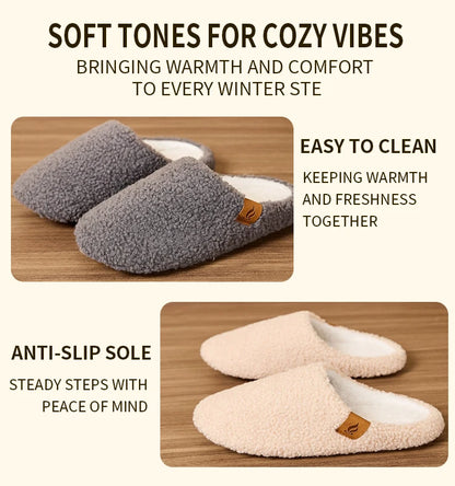 Soft and warm plush slippers, comfortable and fluffy indoor