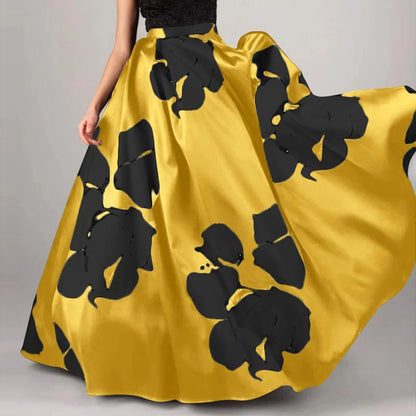 Women's Boho Skirt Vintage High Waist Large Swing Maxi Skirt