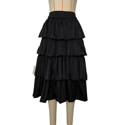 Women Fashion Falbala Layered Elegant Party Evening Skirts