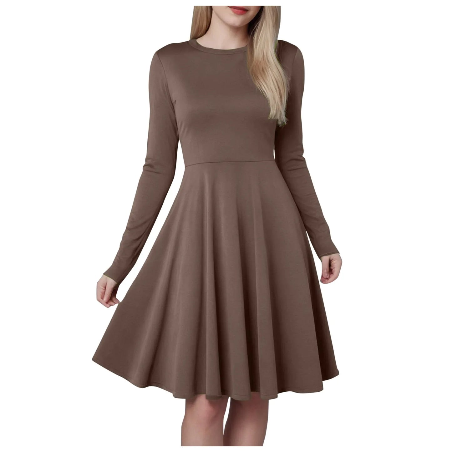 Women Elegant Short Dress Solid Color Pleated High Wais