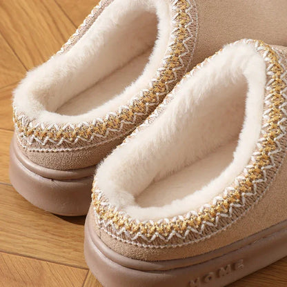 New Fashion Fluffy Platform Slippers for Women 2025 Winter Plush