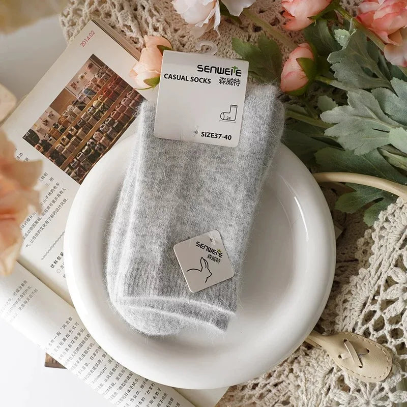 Women's Wool Socks Autumn Winter Thick Warm Rabbit Hair