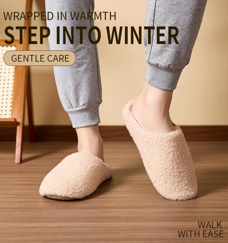 Soft and warm plush slippers, comfortable and fluffy indoor