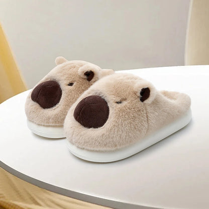 Plush Capybara Slippers Closed Toe Slippers Cute Thermal Home Slippers