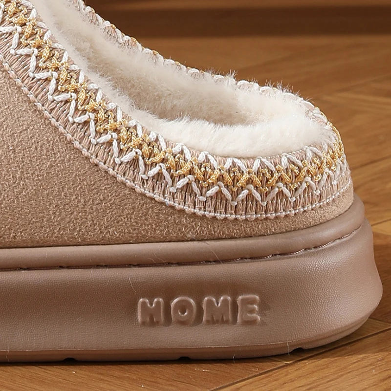 New Fashion Fluffy Platform Slippers for Women 2025 Winter Plush Warm