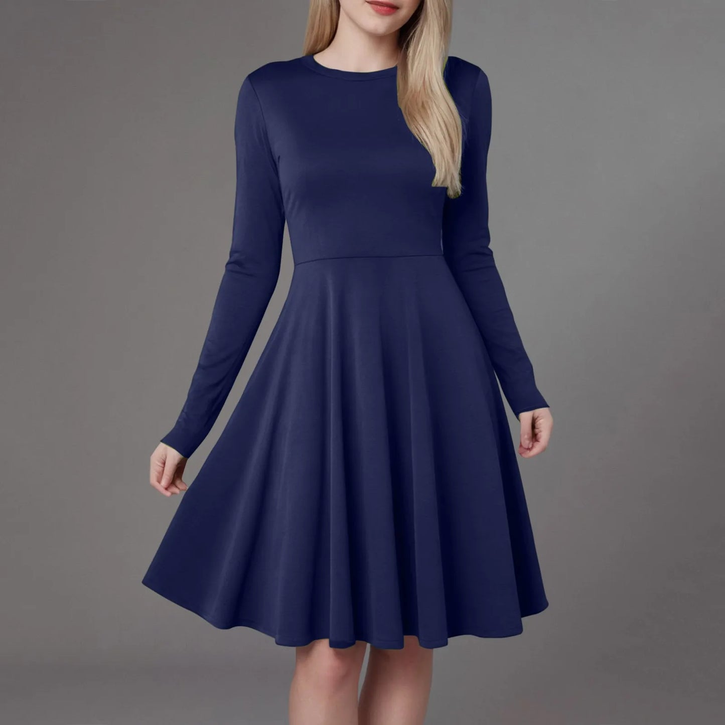 Women Elegant Short Dress Solid Color Pleated High Wais