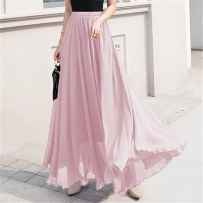 Skater Skirt for Women Summer Women's Solid Color Chiffon Skirt Women's High Waist Long Bathing Suits with Skirts for Women
