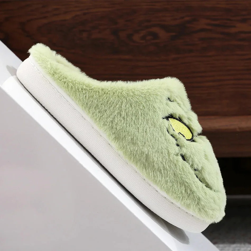 Cute Green Monster Plush Slippers