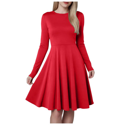 Women Elegant Short Dress Solid Color Pleated High Wais