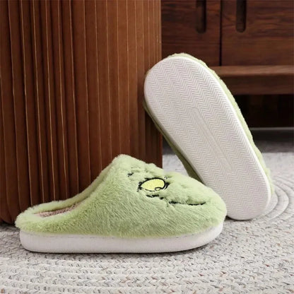 Cute Green Monster Plush Slippers