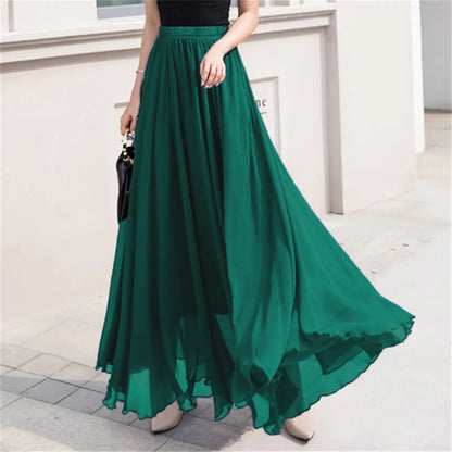 Skater Skirt for Women Summer Women's Solid Color Chiffon Skirt Women's High Waist Long Bathing Suits with Skirts for Women