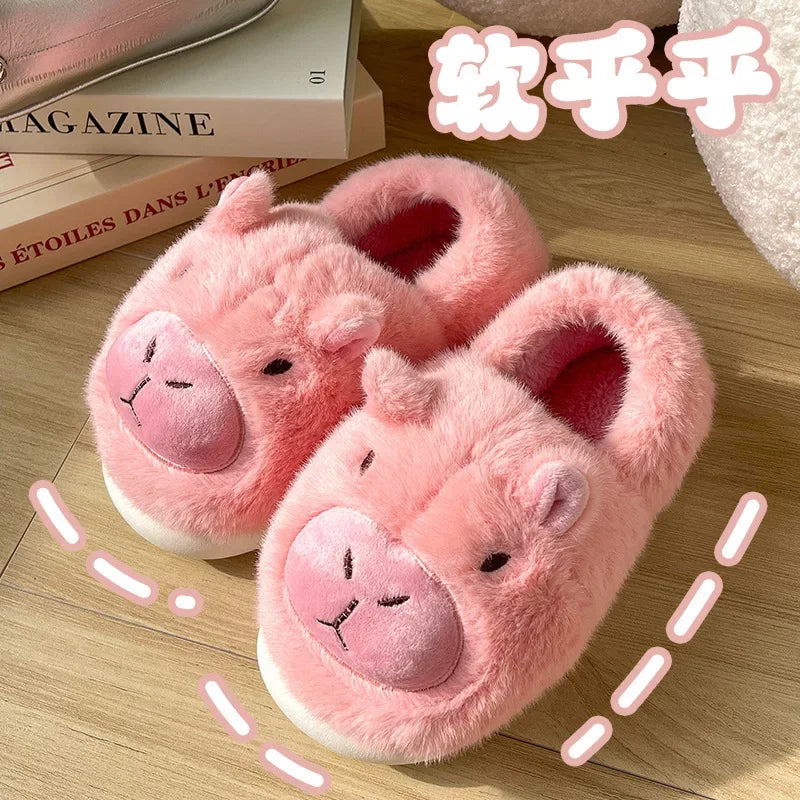 Capybara Plush Winter Slippers